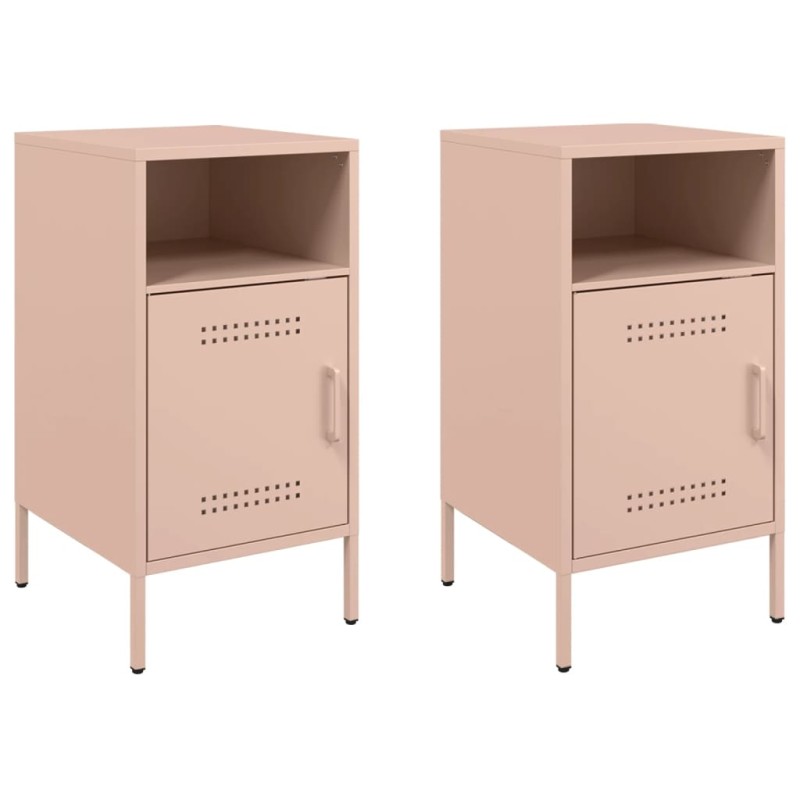vidaXL Κομοδίνα 2 τεμ. Ροζ 36x39x68 εκ. από Χάλυβα