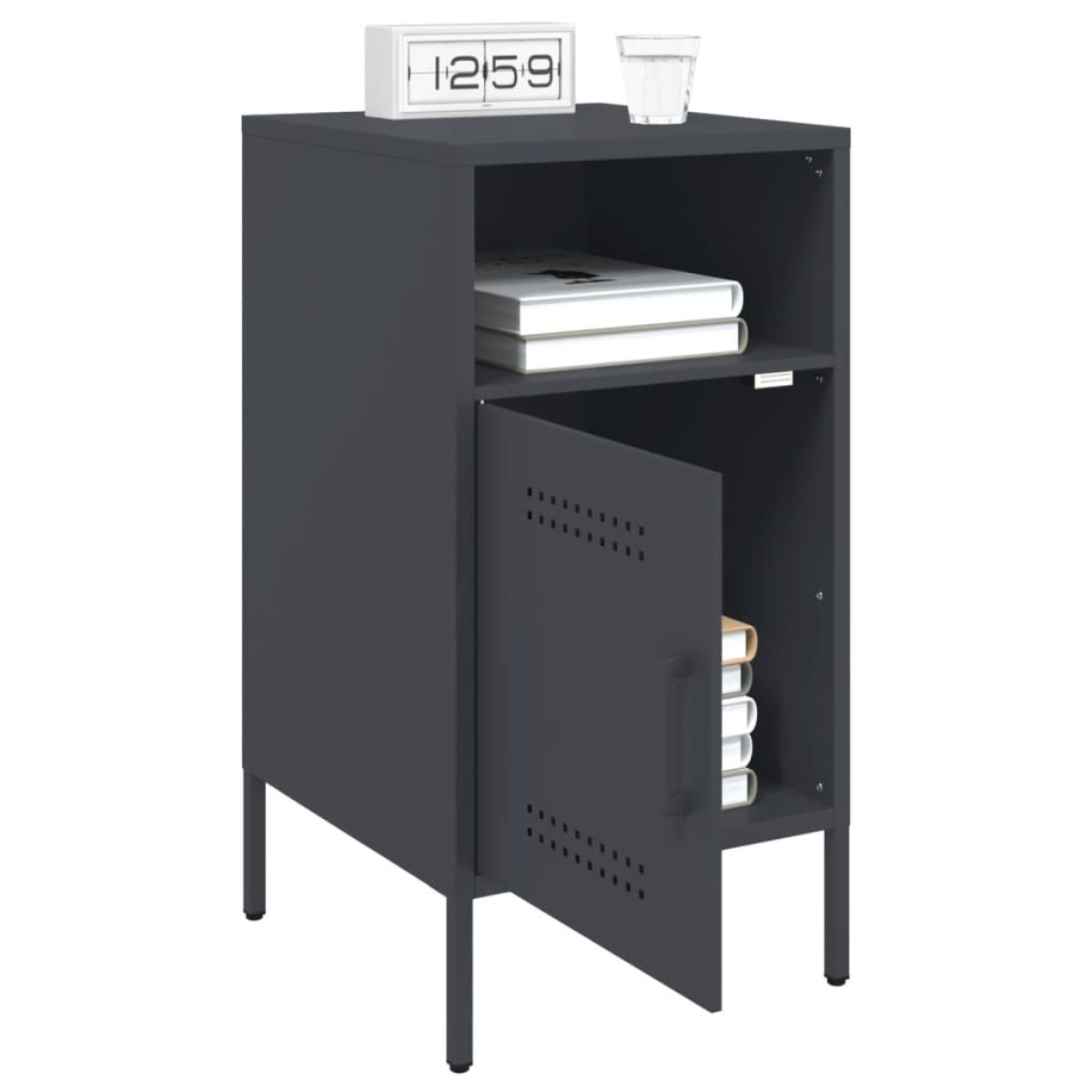 vidaXL Κομοδίνο Ανθρακί 36x39x68 εκ. από Χάλυβα