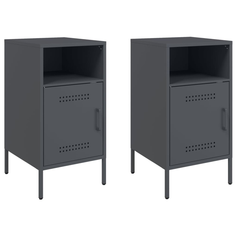 vidaXL Κομοδίνα 2 τεμ. Ανθρακί 36x39x68 εκ. από Χάλυβα