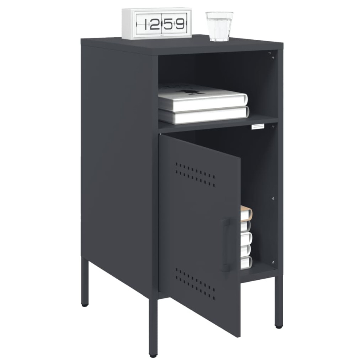 vidaXL Κομοδίνα 2 τεμ. Ανθρακί 36x39x68 εκ. από Χάλυβα