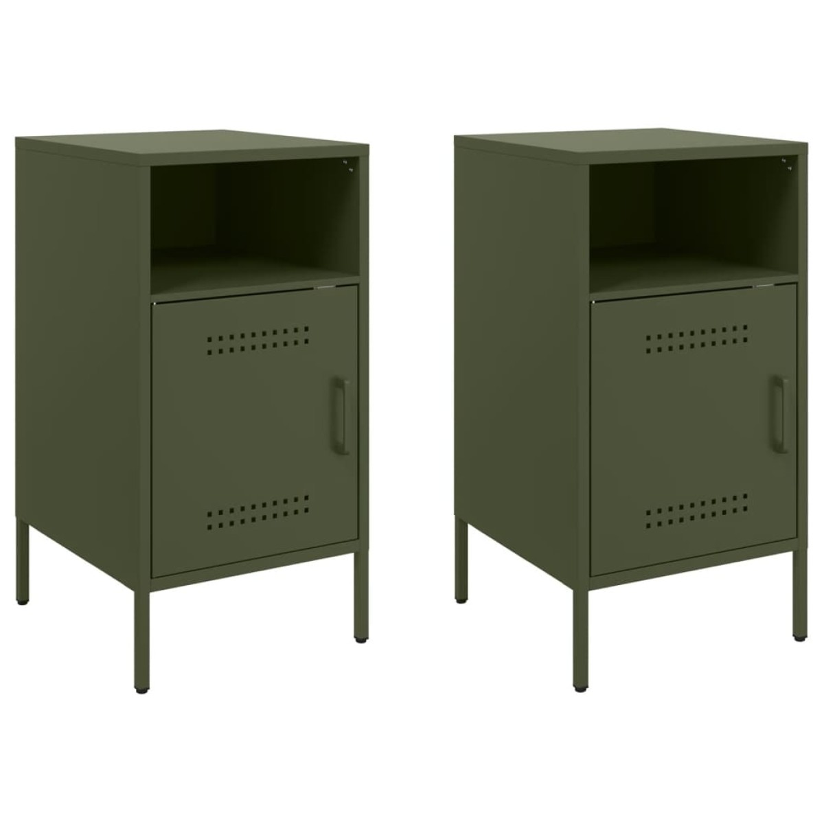 vidaXL Κομοδίνα 2 τεμ. Πράσινο Λαδί 36x39x68 εκ. από Χάλυβα