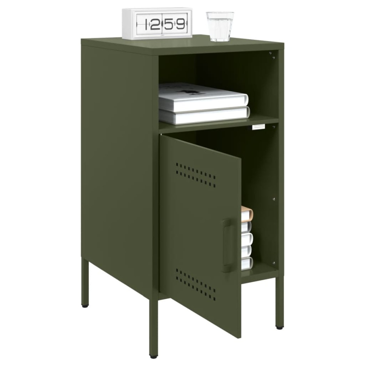 vidaXL Κομοδίνα 2 τεμ. Πράσινο Λαδί 36x39x68 εκ. από Χάλυβα