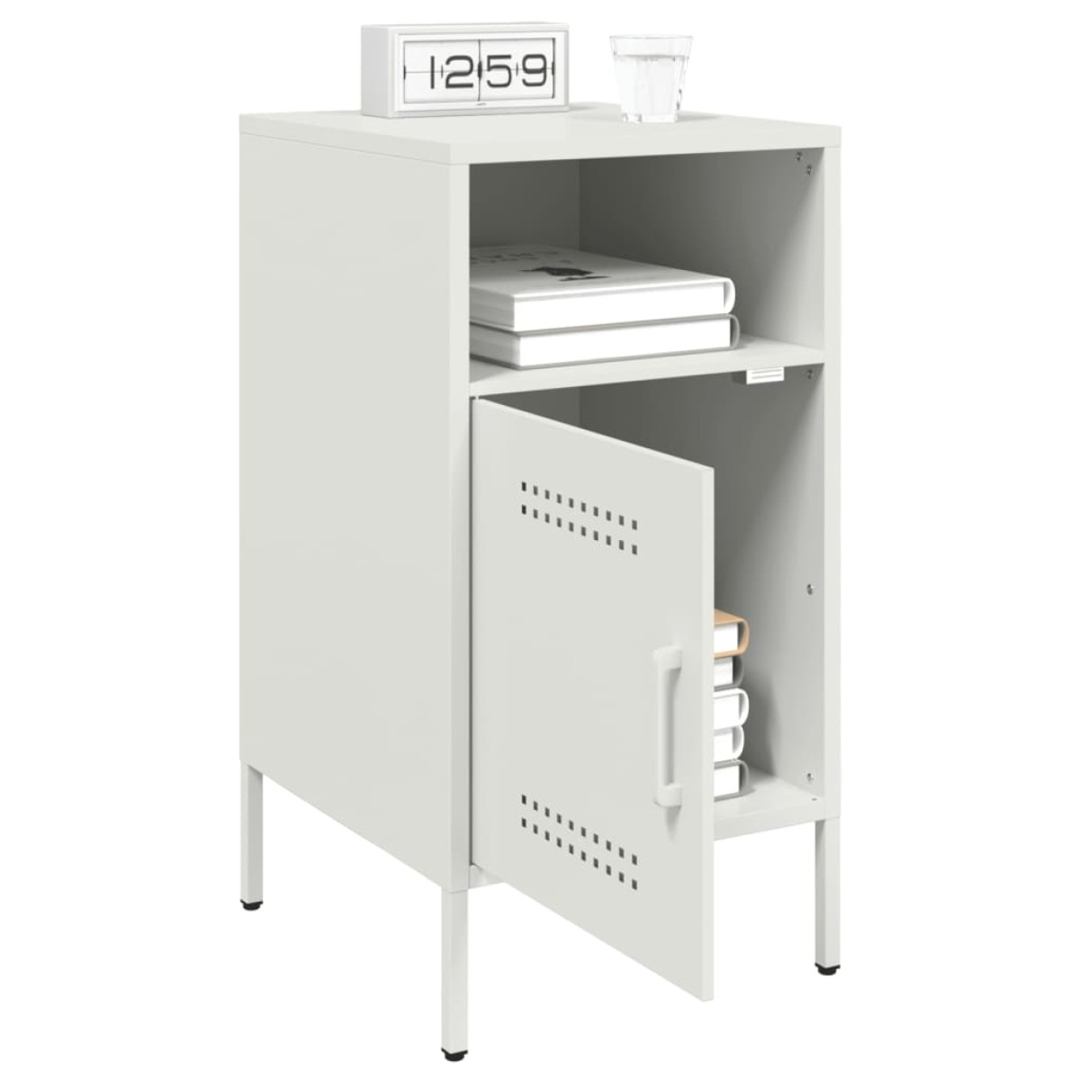 vidaXL Κομοδίνο Λευκό 36x39x68 εκ. από Χάλυβα