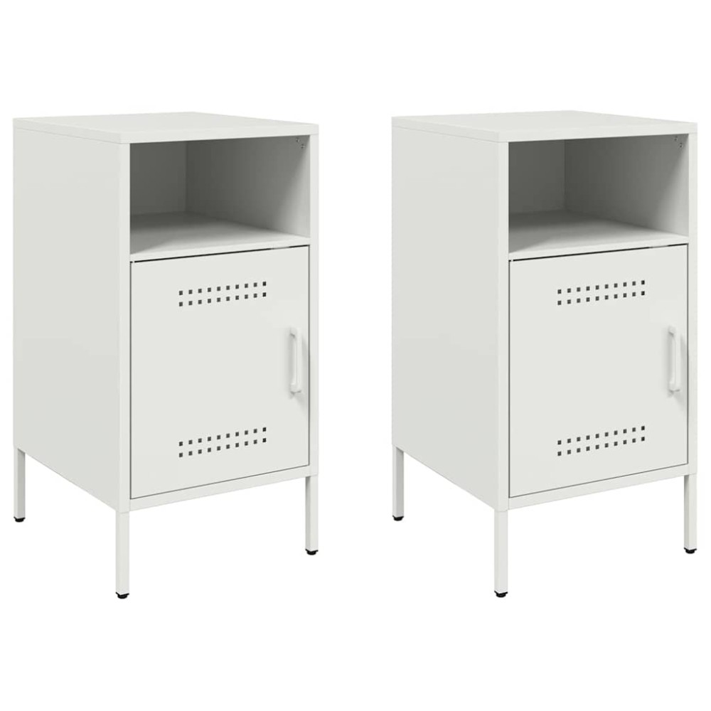 vidaXL Κομοδίνα 2 τεμ. Λευκά 36x39x68 εκ. από Χάλυβα