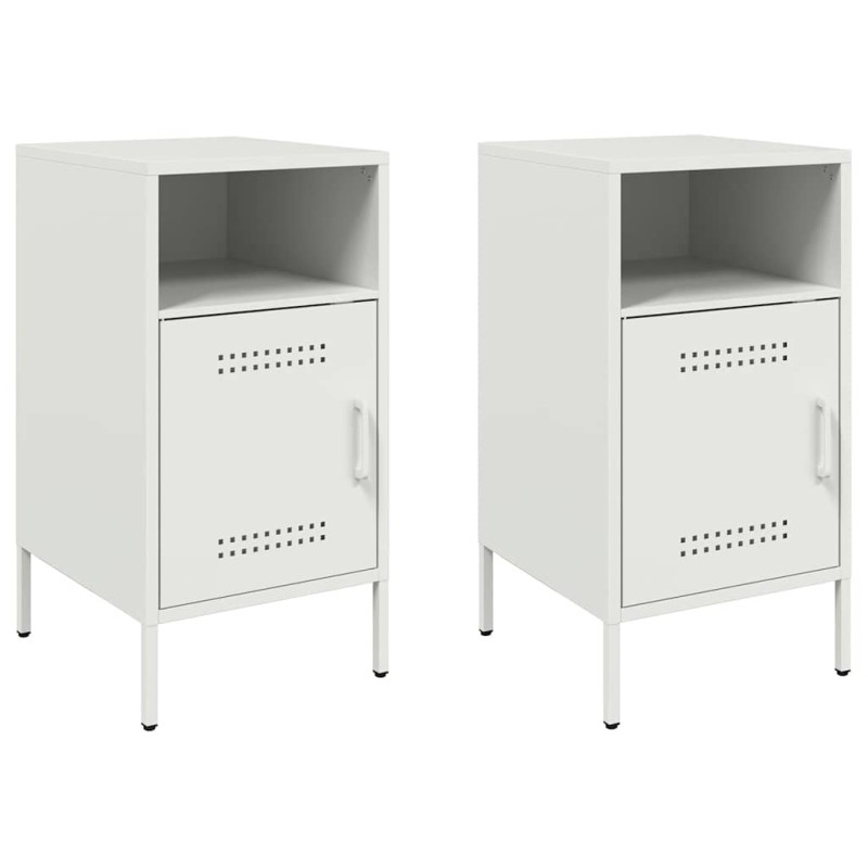 vidaXL Κομοδίνα 2 τεμ. Λευκά 36x39x68 εκ. από Χάλυβα
