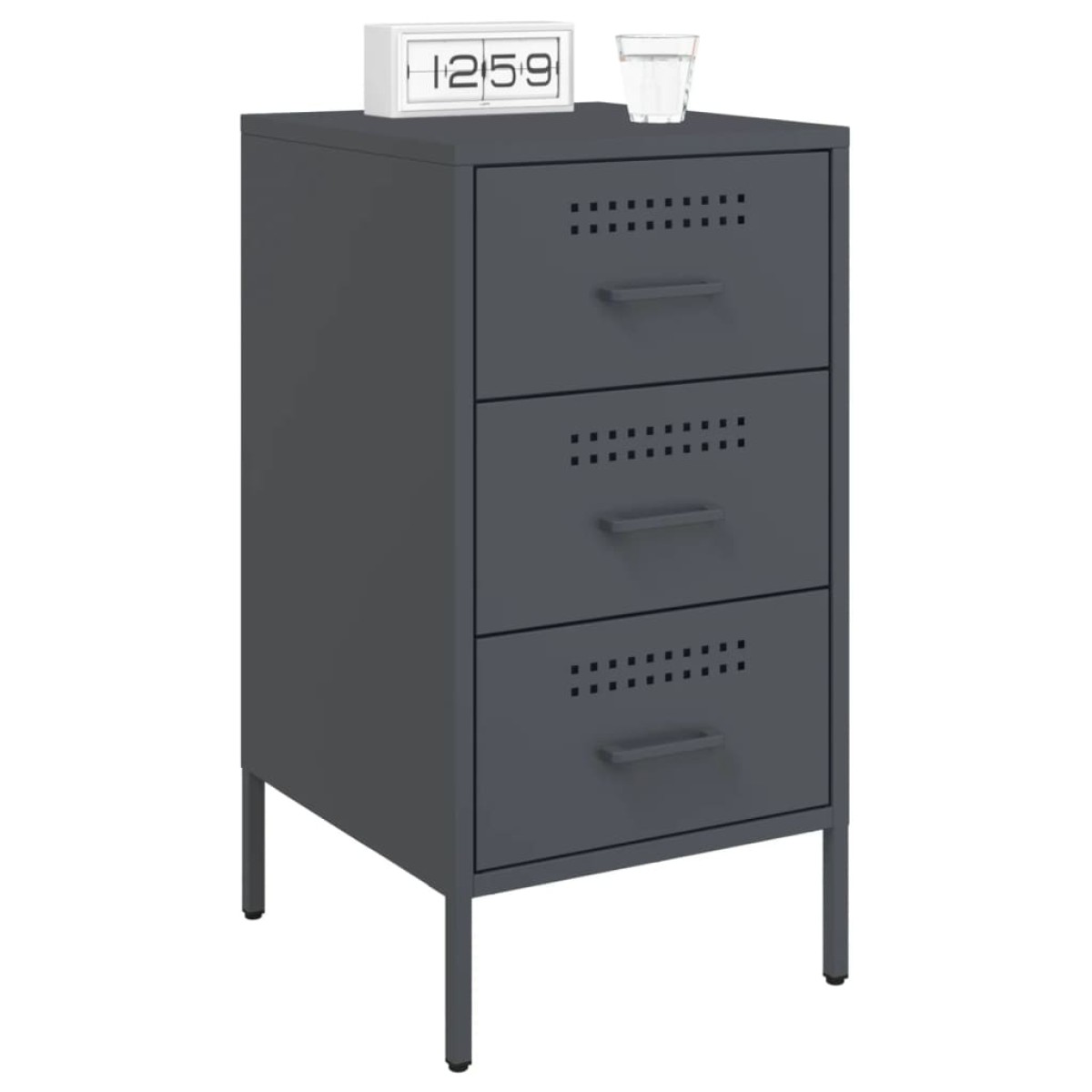 vidaXL Κομοδίνα 2 τεμ. Ανθρακί 36x39x68 εκ. από Χάλυβα