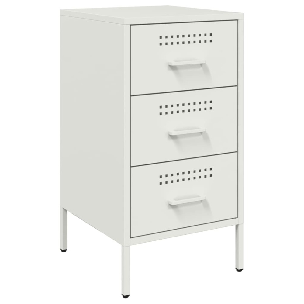 vidaXL Κομοδίνο Λευκό 36x39x68 εκ. από Χάλυβα