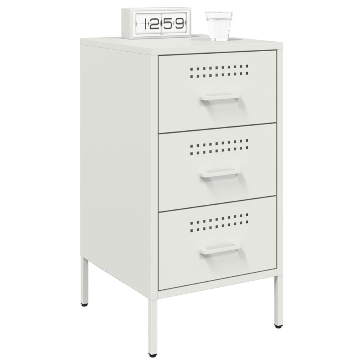 vidaXL Κομοδίνο Λευκό 36x39x68 εκ. από Χάλυβα