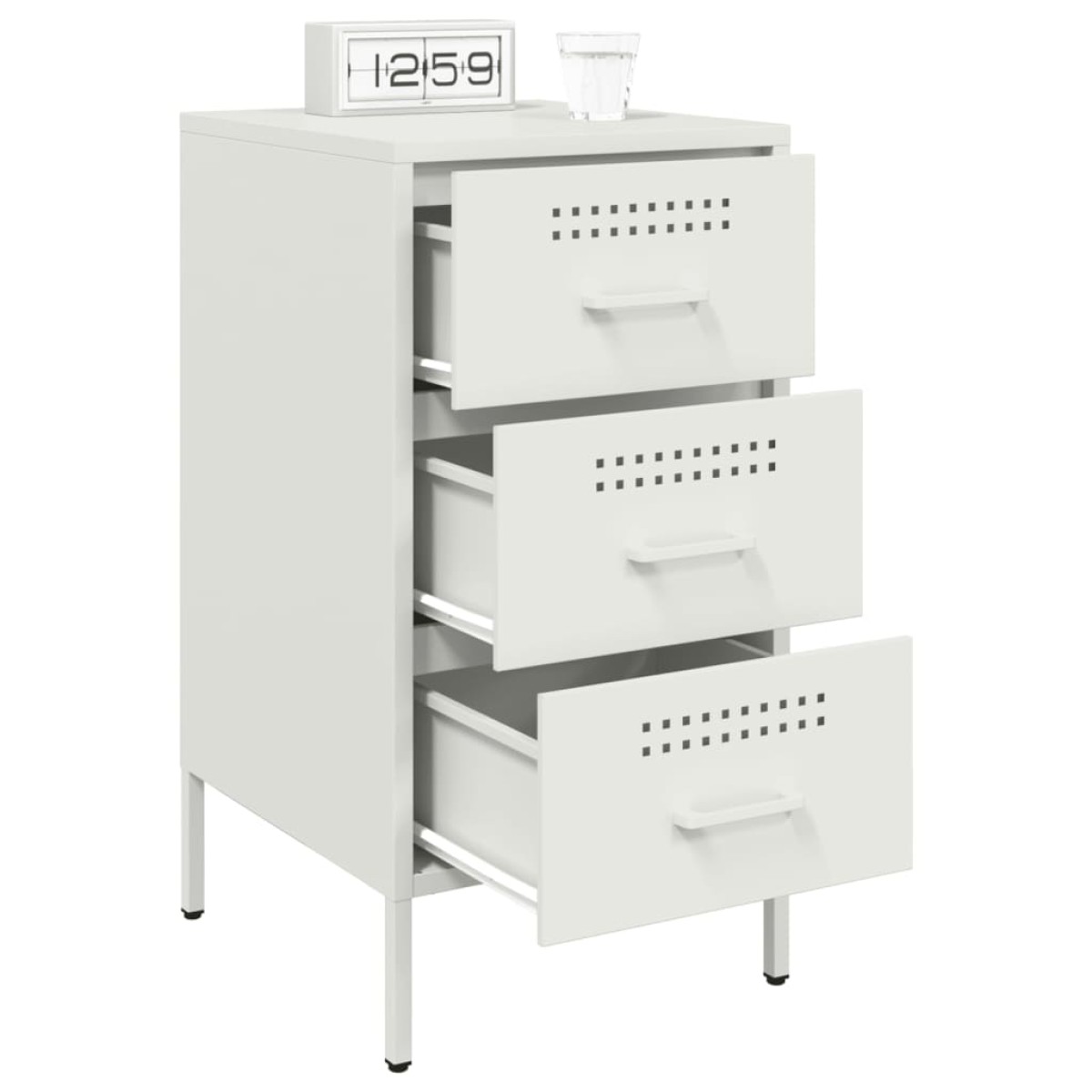 vidaXL Κομοδίνο Λευκό 36x39x68 εκ. από Χάλυβα