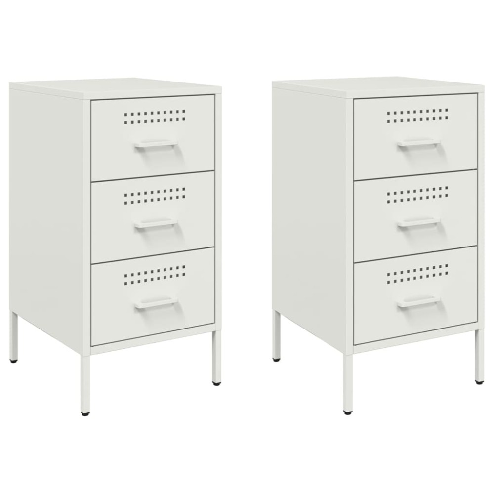 vidaXL Κομοδίνα 2 τεμ. Λευκά 36x39x68 εκ. από Χάλυβα