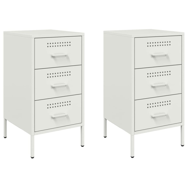 vidaXL Κομοδίνα 2 τεμ. Λευκά 36x39x68 εκ. από Χάλυβα