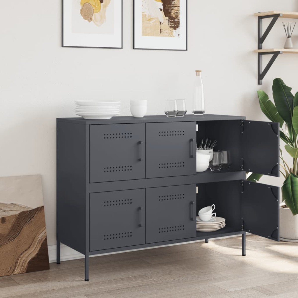 vidaXL Ντουλάπι Ανθρακί 100,5x39x79 εκ. από Χάλυβα