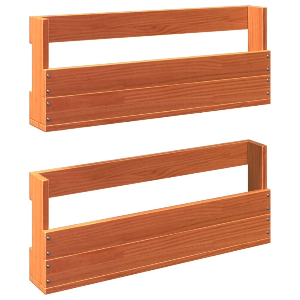 vidaXL Παπουτσοθήκη Επιτοίχια 2 τεμ. Μελί 59x8,5x23,5 εκ. Μασίφ Πεύκο