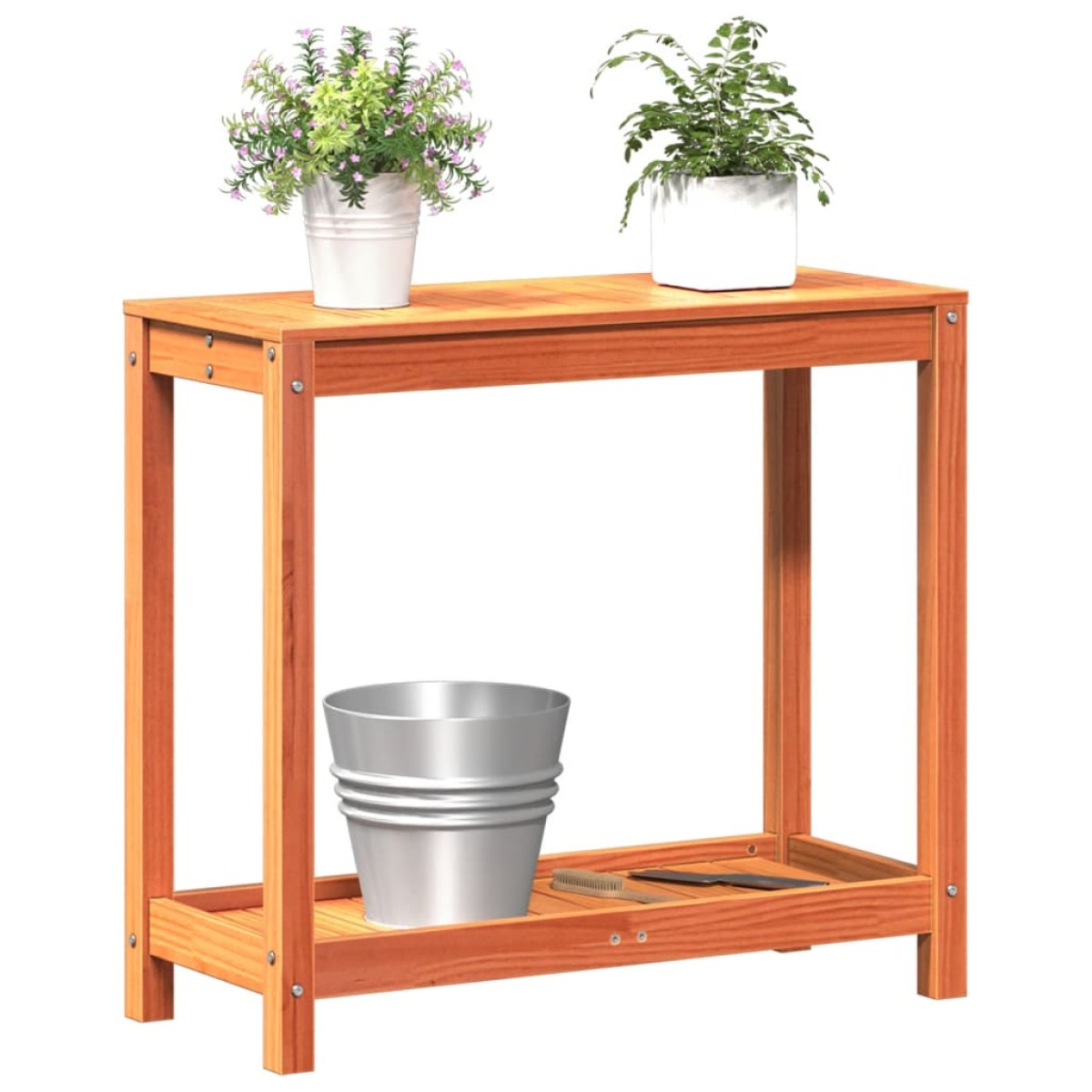 vidaXL Τραπέζι Κηπουρικής με Ράφι Καφέ 82,5x35x75εκ. Μασίφ Ξύλο Πεύκου