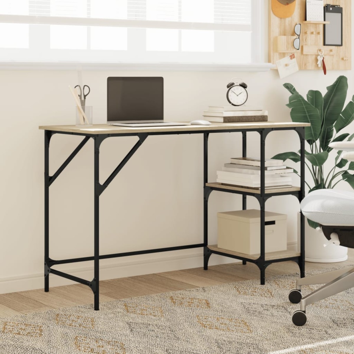 vidaXL Γραφείο Sonoma Δρυς 120x50x75 εκ. Μέταλλο & Επεξεργασμένο Ξύλο