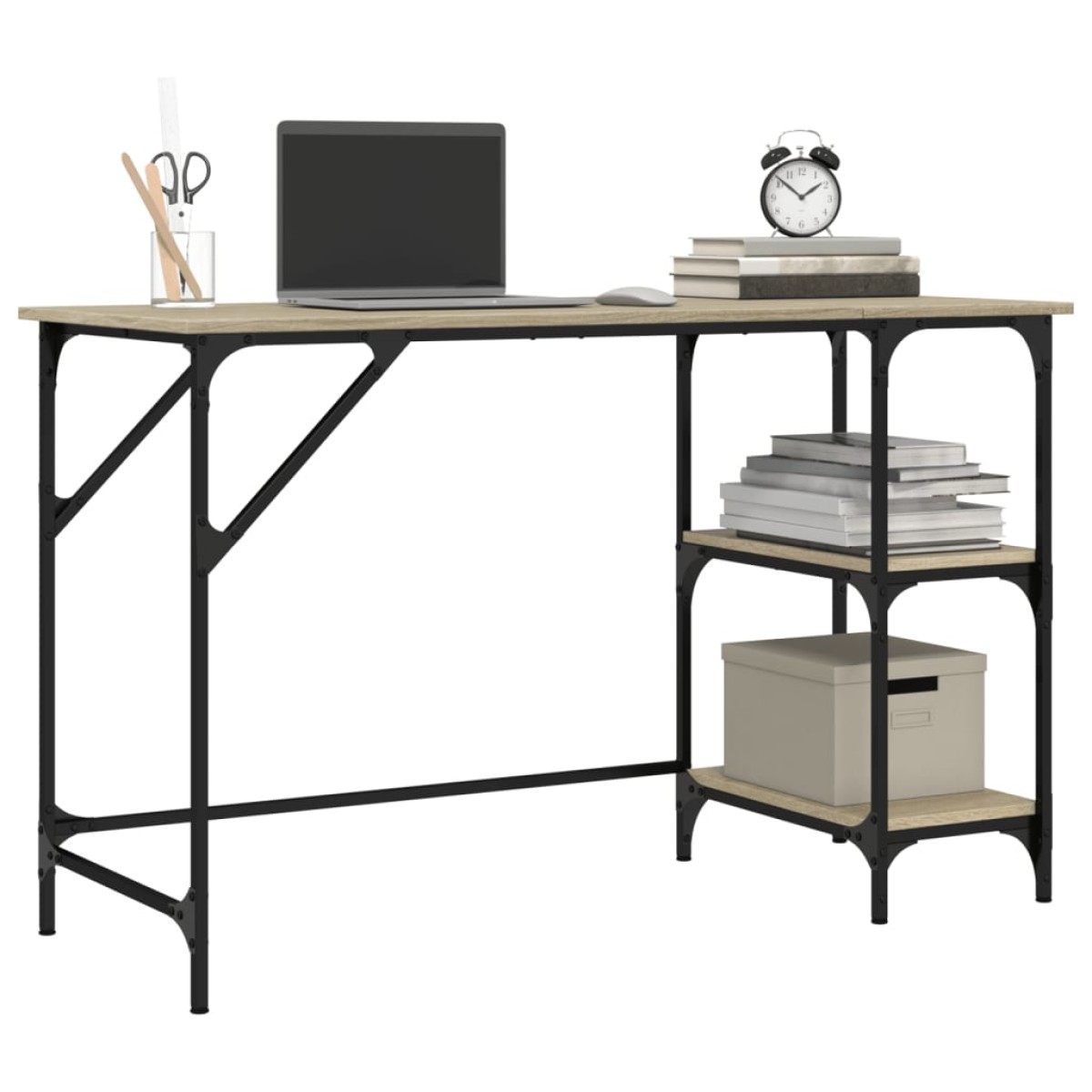 vidaXL Γραφείο Sonoma Δρυς 120x50x75 εκ. Μέταλλο & Επεξεργασμένο Ξύλο