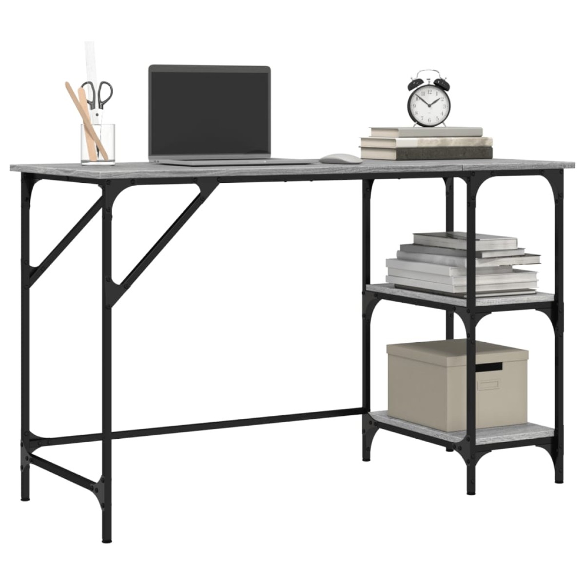 vidaXL Γραφείο Γκρι Sonoma 120x50x75 εκ. Μέταλλο & Επεξεργασμένο Ξύλο