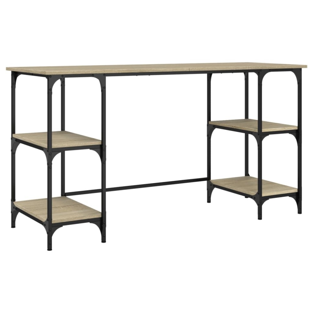 vidaXL Γραφείο Sonoma Δρυς 140x50x75 εκ. Μέταλλο & Επεξεργασμένο Ξύλο