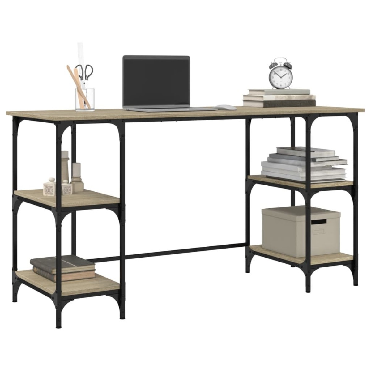 vidaXL Γραφείο Sonoma Δρυς 140x50x75 εκ. Μέταλλο & Επεξεργασμένο Ξύλο