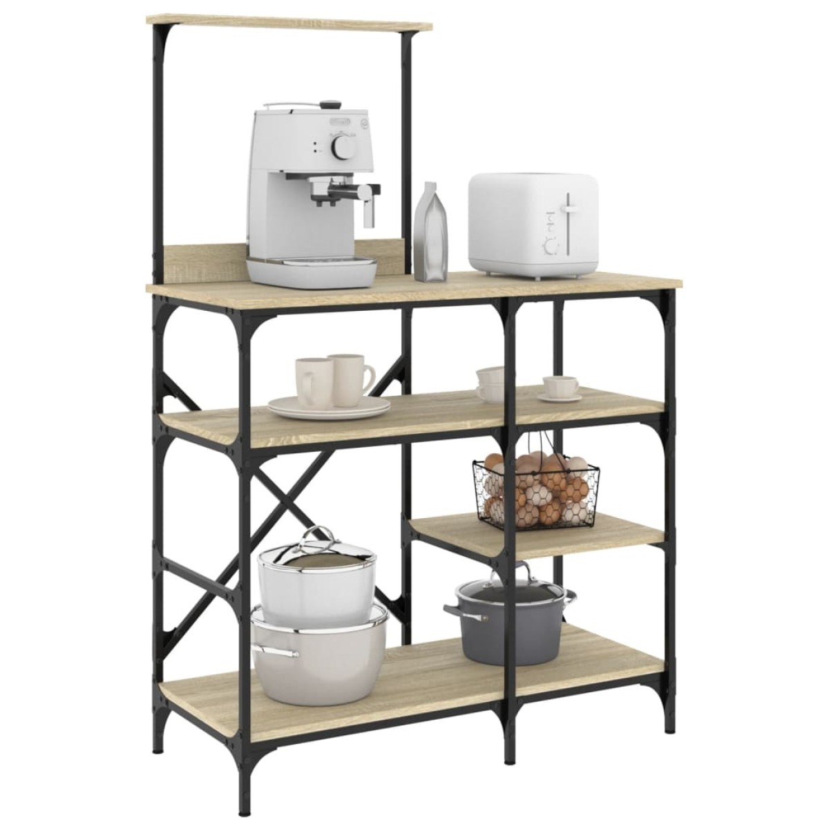 vidaXL Ραφιέρα Κουζίνας Sonoma Δρυς 90x40x132 εκ. Επ. Ξύλο & Μέταλλο