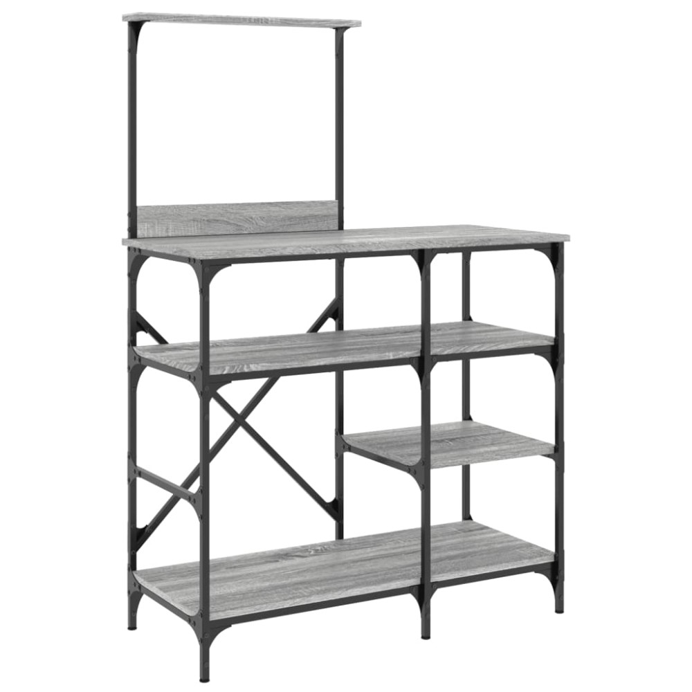 vidaXL Ραφιέρα Κουζίνας Γκρι Sonoma 90x40x132 εκ. Επεξ. Ξύλο/Μέταλλο