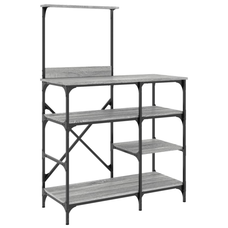 vidaXL Ραφιέρα Κουζίνας Γκρι Sonoma 90x40x132 εκ. Επεξ. Ξύλο/Μέταλλο