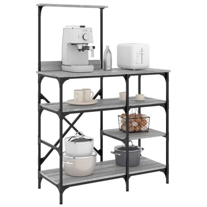 vidaXL Ραφιέρα Κουζίνας Γκρι Sonoma 90x40x132 εκ. Επεξ. Ξύλο/Μέταλλο