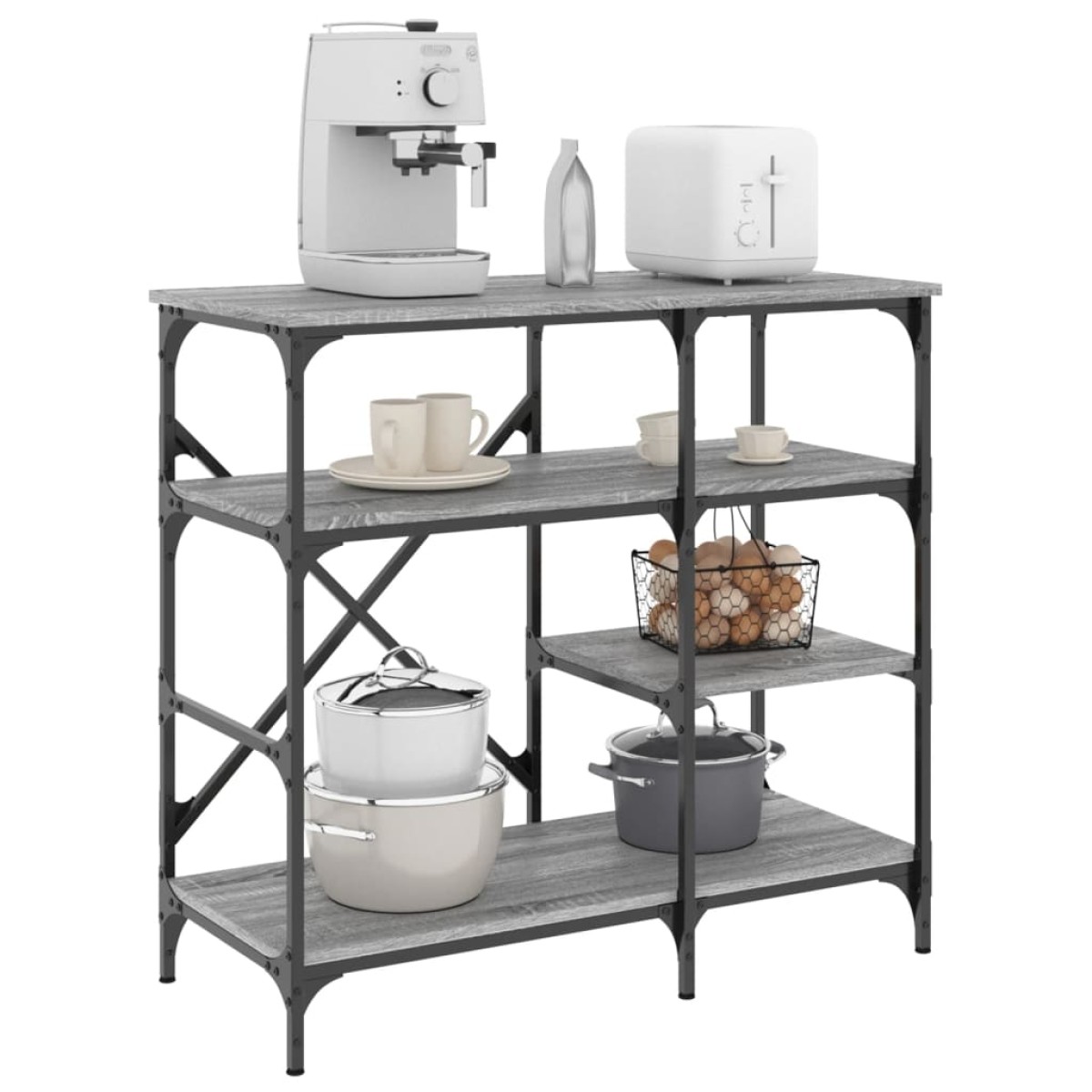vidaXL Ραφιέρα Κουζίνας Γκρι Sonoma 90x40x84 εκ. Επεξ. Ξύλο/Μέταλλο