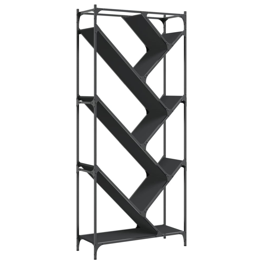 vidaXL Βιβλιοθήκη Μαύρη 79x30x180 εκ. Επεξεργασμένο Ξύλο & Μέταλλο