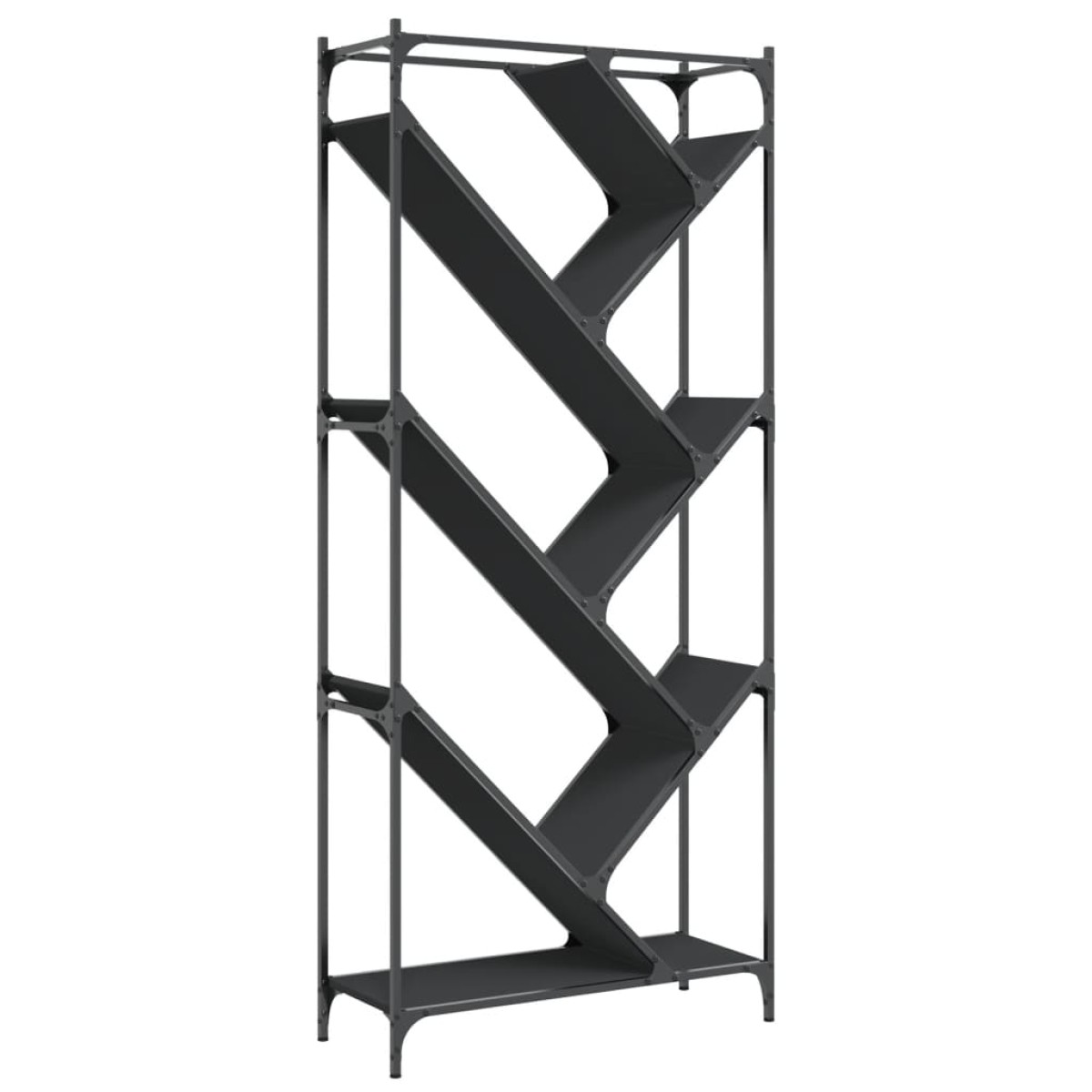 vidaXL Βιβλιοθήκη Μαύρη 79x30x180 εκ. Επεξεργασμένο Ξύλο & Μέταλλο