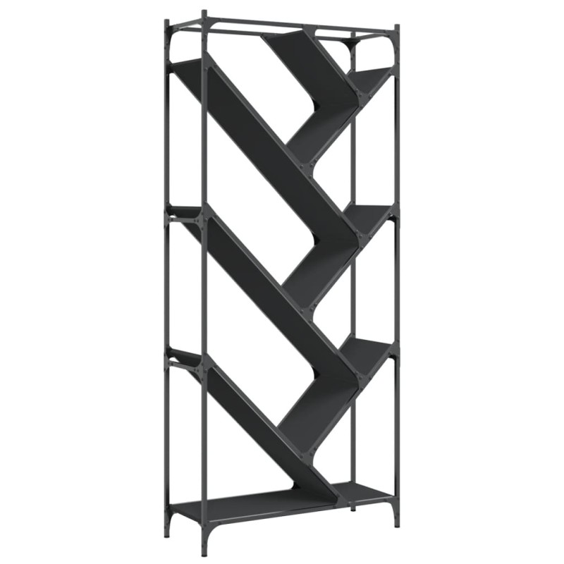 vidaXL Βιβλιοθήκη Μαύρη 79x30x180 εκ. Επεξεργασμένο Ξύλο & Μέταλλο