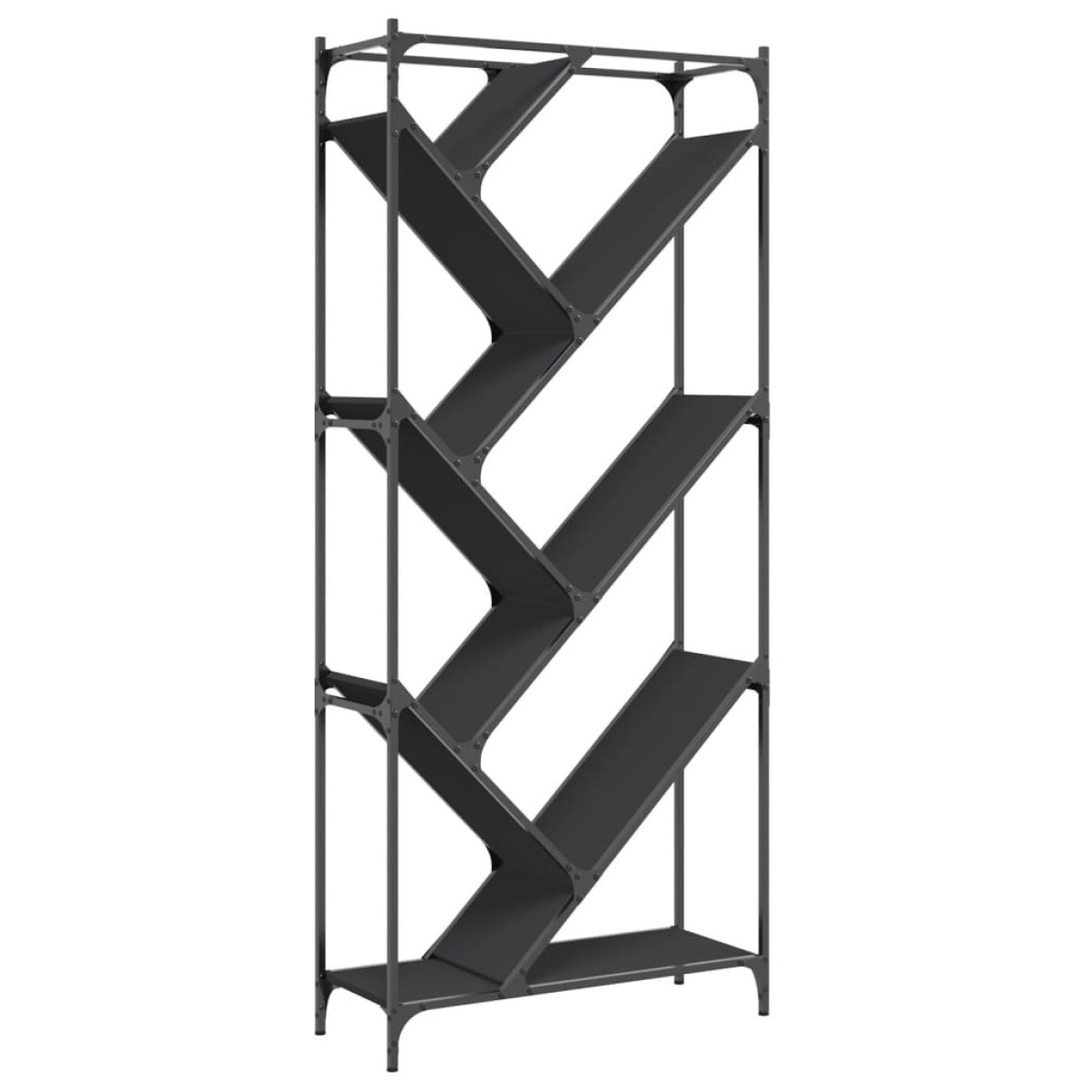 vidaXL Βιβλιοθήκη Μαύρη 79x30x180 εκ. Επεξεργασμένο Ξύλο & Μέταλλο