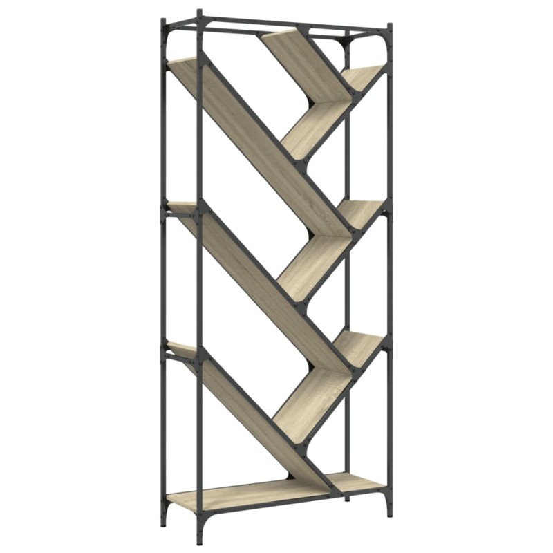 vidaXL Βιβλιοθήκη Sonoma Δρυς 79x30x180 εκ. Επεξεργ. Ξύλο & Μέταλλο