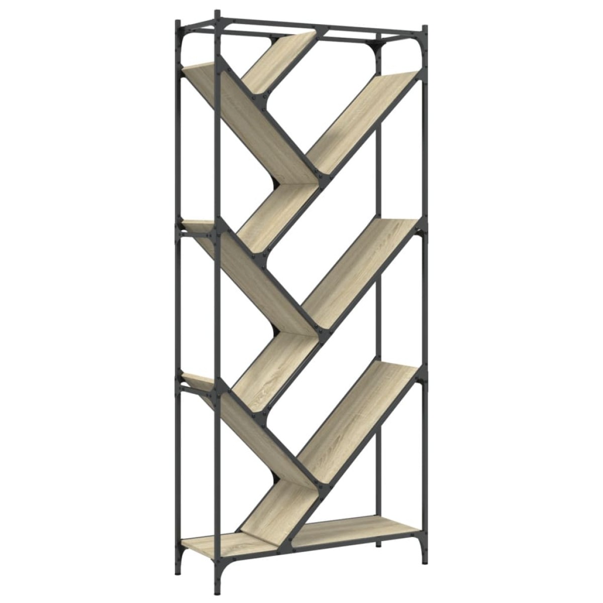 vidaXL Βιβλιοθήκη Sonoma Δρυς 79x30x180 εκ. Επεξεργ. Ξύλο & Μέταλλο
