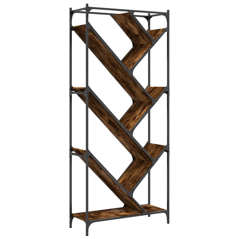 vidaXL Βιβλιοθήκη Καπνιστή Δρυς 79x30x180 εκ. Επεξεργ. Ξύλο & Μέταλλο