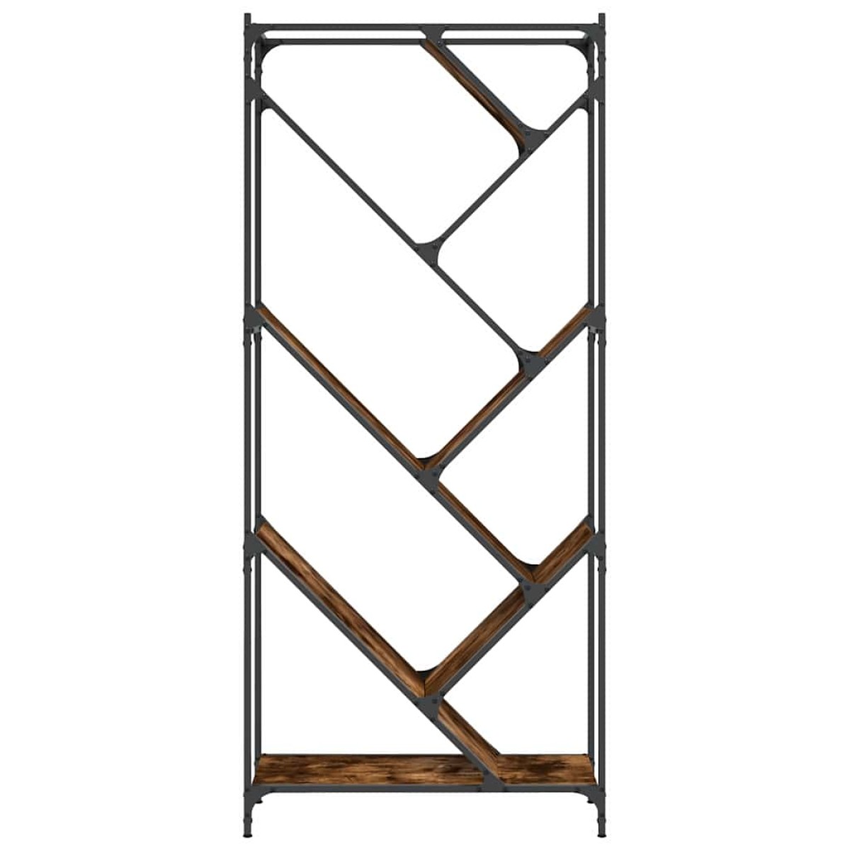 vidaXL Βιβλιοθήκη Καπνιστή Δρυς 79x30x180 εκ. Επεξεργ. Ξύλο & Μέταλλο