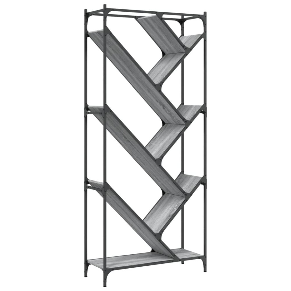 vidaXL Βιβλιοθήκη Γκρι Sonoma 79x30x180 εκ. Επεξεργ. Ξύλο & Μέταλλο