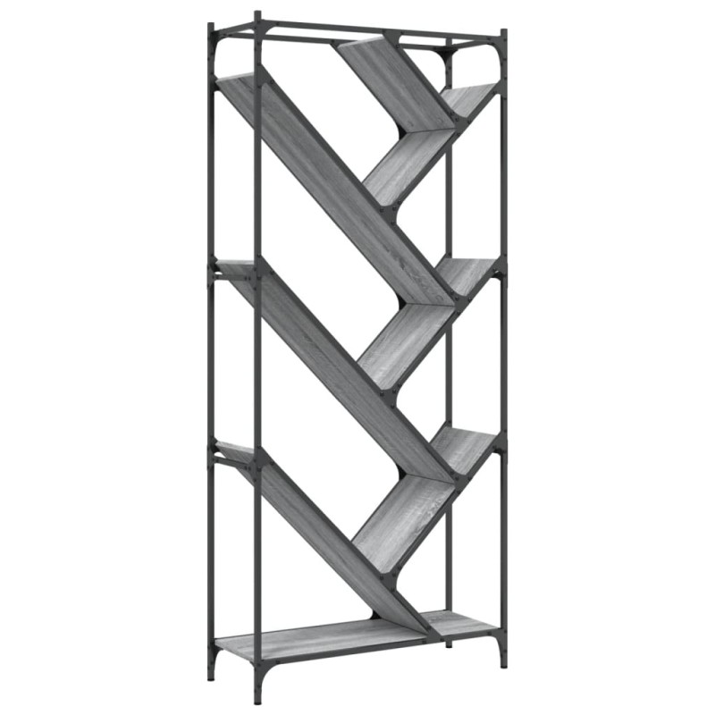 vidaXL Βιβλιοθήκη Γκρι Sonoma 79x30x180 εκ. Επεξεργ. Ξύλο & Μέταλλο