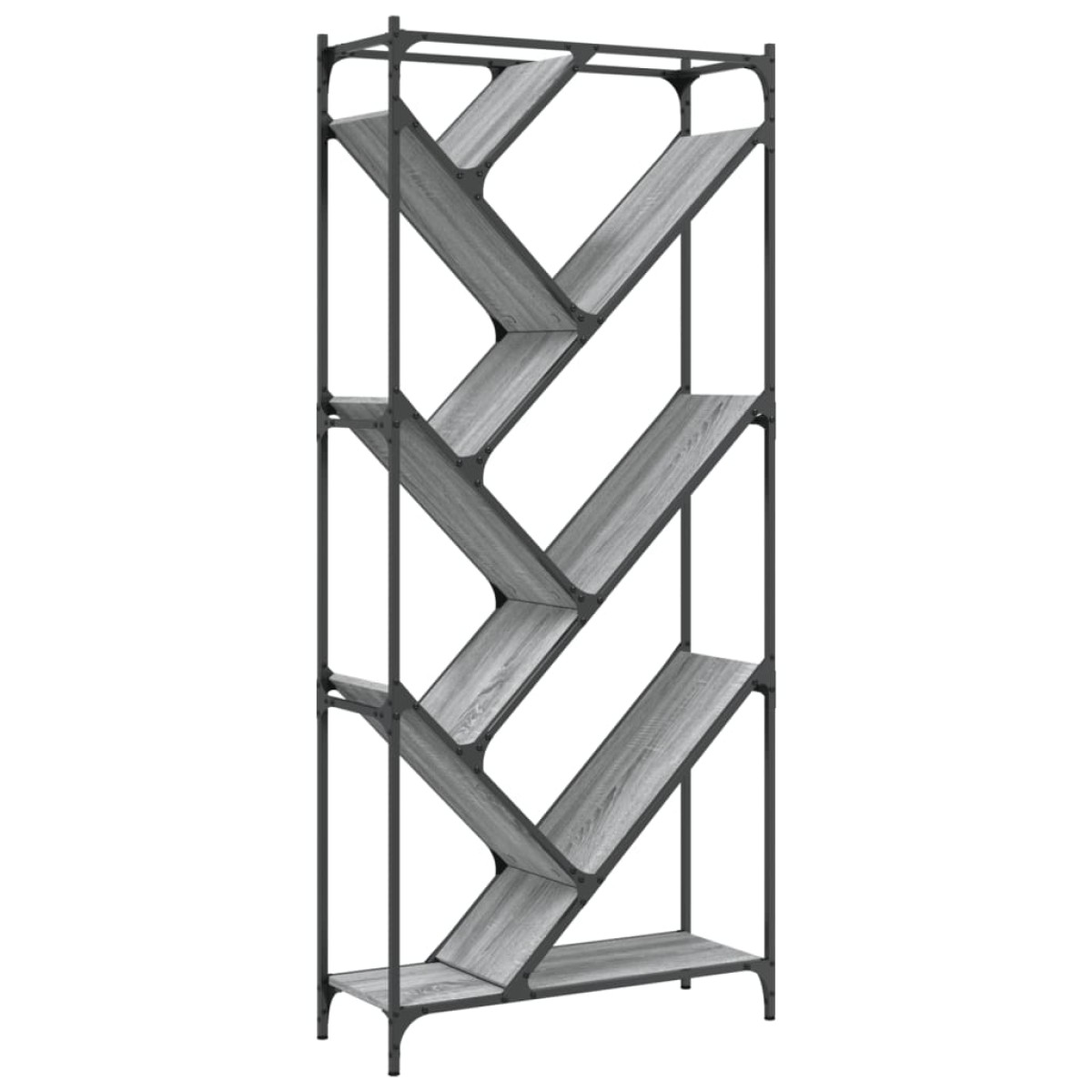 vidaXL Βιβλιοθήκη Γκρι Sonoma 79x30x180 εκ. Επεξεργ. Ξύλο & Μέταλλο