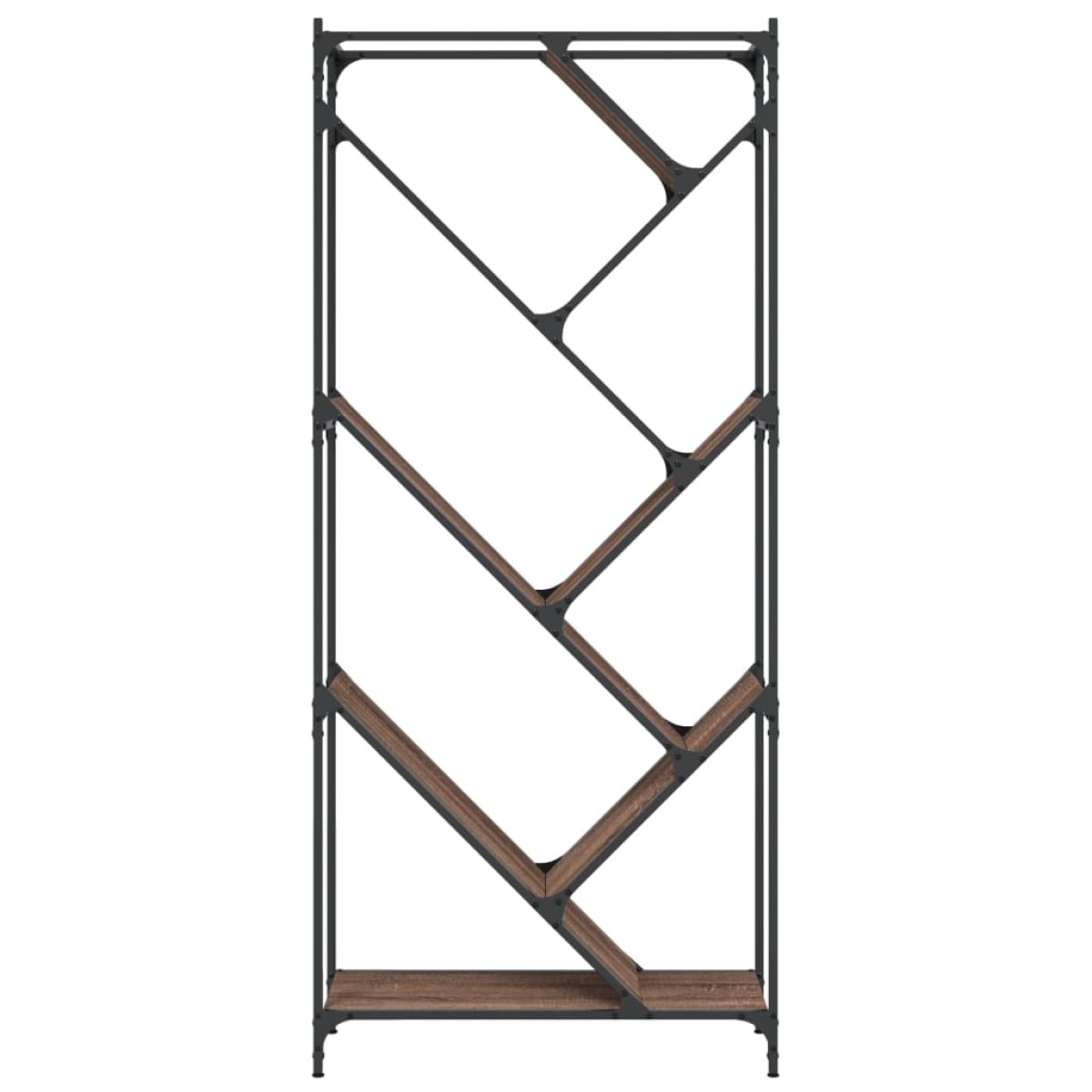 vidaXL Βιβλιοθήκη Καφέ Δρυς 79x30x180 εκ. Επεξεργ. Ξύλο & Μέταλλο