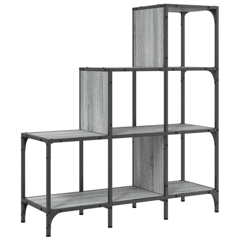 vidaXL Βιβλιοθήκη Γκρι Sonoma 92x30x102 εκ. Επεξεργ. Ξύλο & Μέταλλο