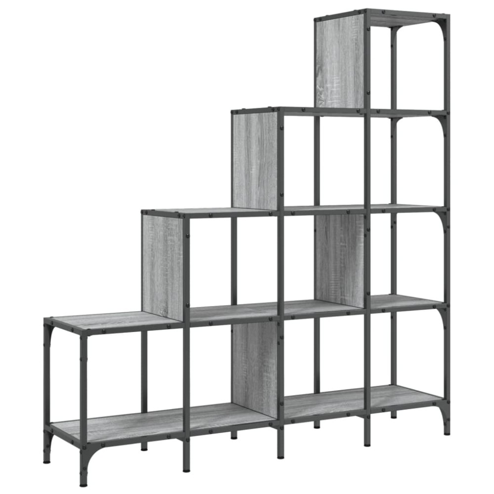vidaXL Βιβλιοθήκη Γκρι Sonoma 122x30x132 εκ. Επεξεργ. Ξύλο & Μέταλλο