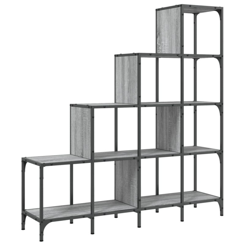 vidaXL Βιβλιοθήκη Γκρι Sonoma 122x30x132 εκ. Επεξεργ. Ξύλο & Μέταλλο