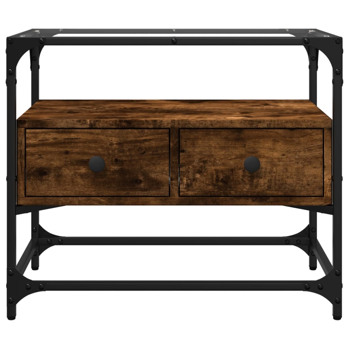 vidaXL Έπιπλο Τηλεόρασης Γυάλ Επιφάνεια Καπνιστή Δρυς 60x35x51 Επ Ξύλο