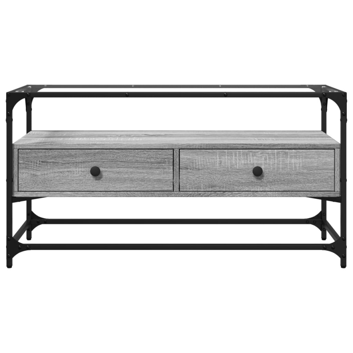 vidaXL Έπιπλο Τηλεόρασης Γυάλ Επιφάνεια Γκρι Sonoma 98x35x51εκ Επ Ξύλο