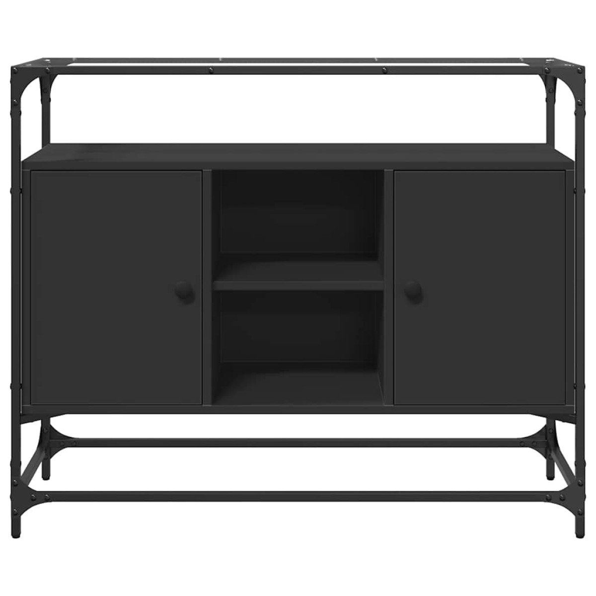 vidaXL Βοηθητικό Έπιπλο Γυάλ Επιφάνεια Μαύρο 98x35x81 εκ. Επ Ξύλο