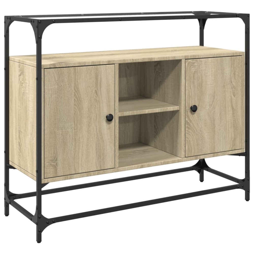 vidaXL Βοηθητικό Έπιπλο Γυάλ Επιφάνεια Sonoma Δρυς 98x35x81 εκ Επ Ξύλο