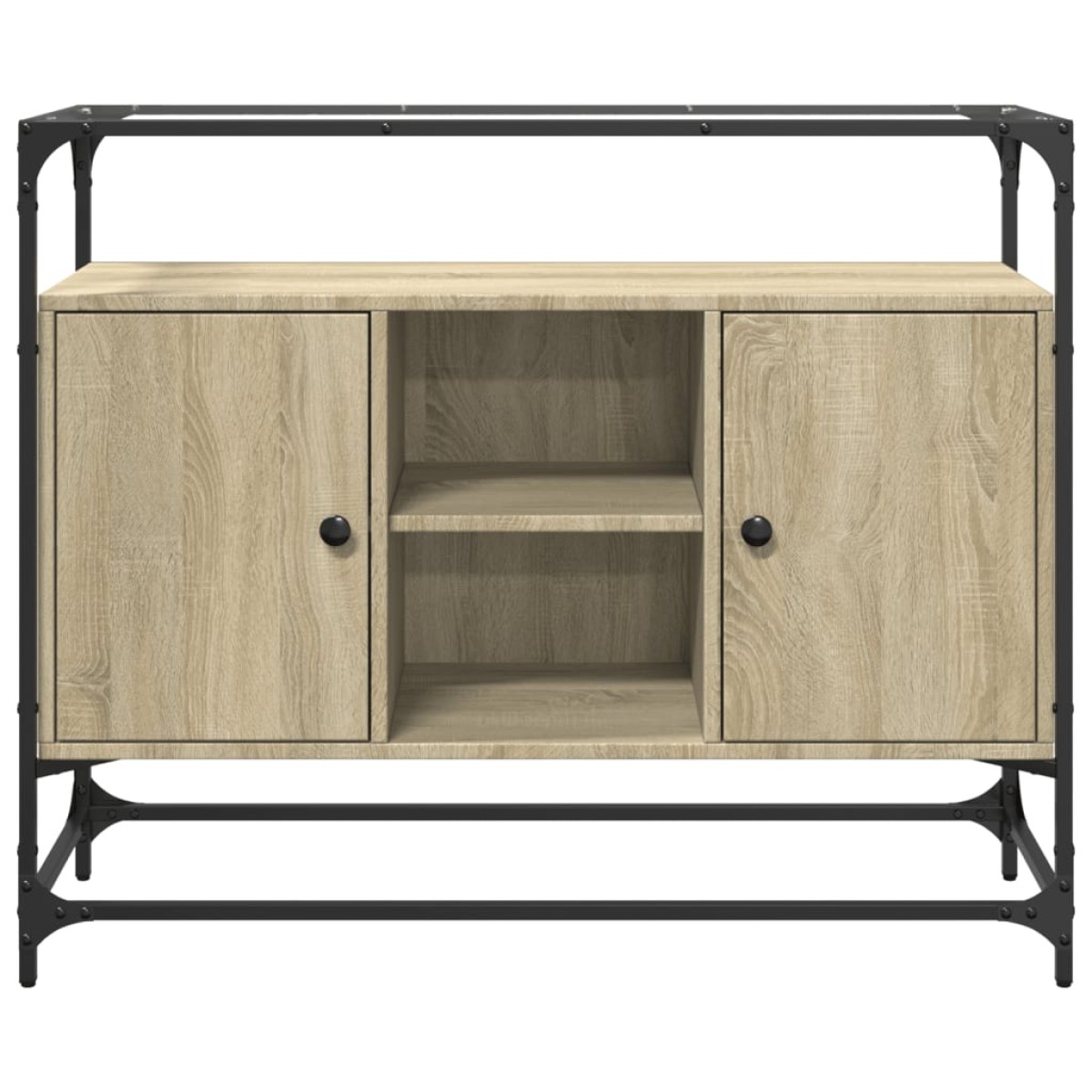 vidaXL Βοηθητικό Έπιπλο Γυάλ Επιφάνεια Sonoma Δρυς 98x35x81 εκ Επ Ξύλο