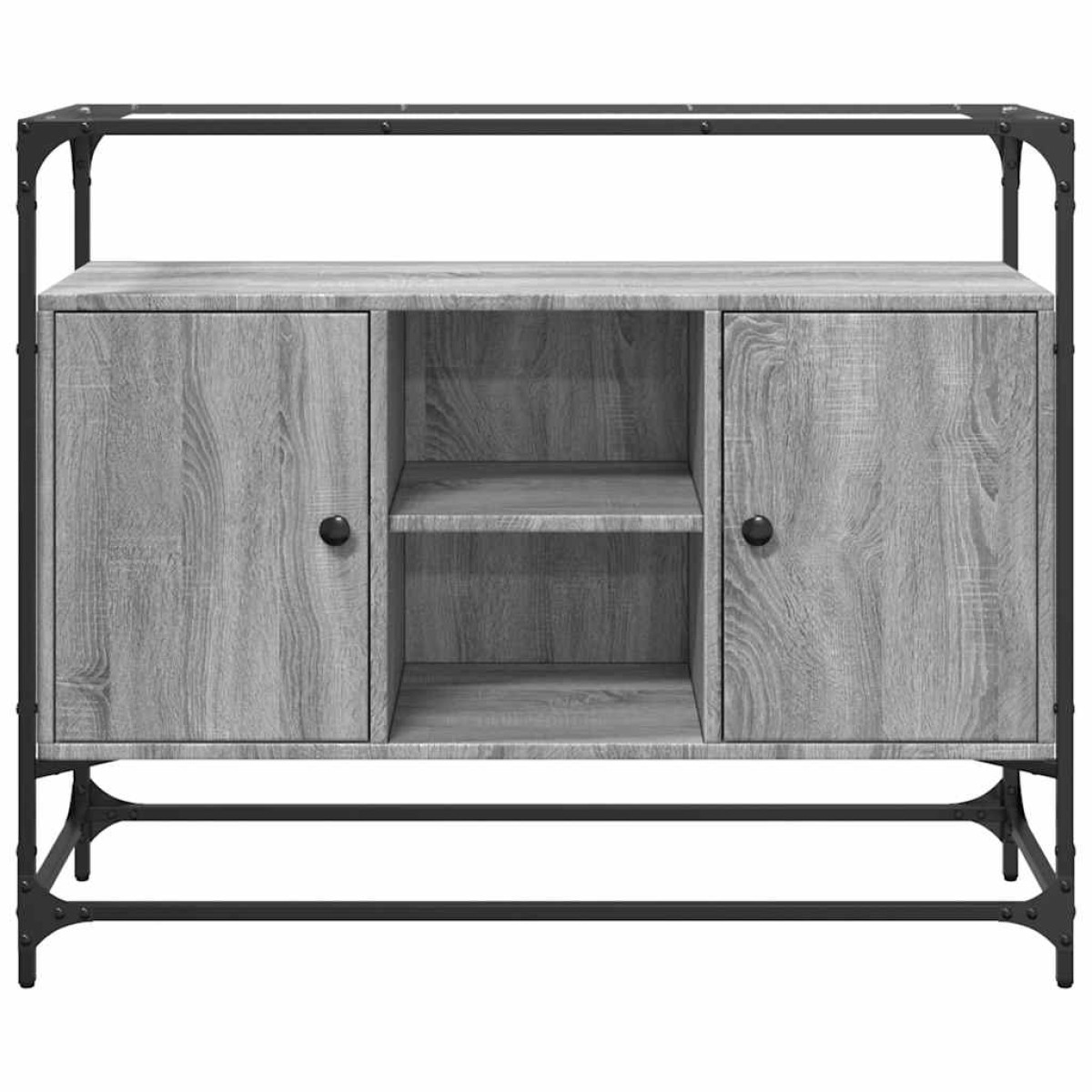 vidaXL Βοηθητικό Έπιπλο Γυάλ Επιφάνεια Γκρι Sonoma 98x35x81 εκ Επ Ξύλο
