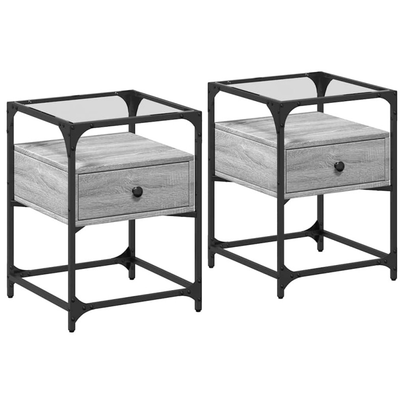 vidaXL Κομοδίνα 2 τεμ. Γκρι Sonoma 40 x 40 x 55 εκ. από Επεξεργ. Ξύλο